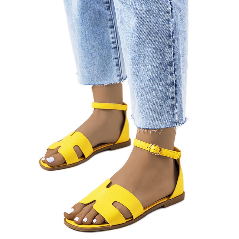 Żółte sandały damskie Mudie