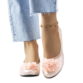 Różowe metaliczne baleriny Duff