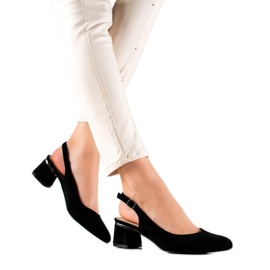 Goodin Zamszowe Czółenka Z Odkrytą Piętą czarne