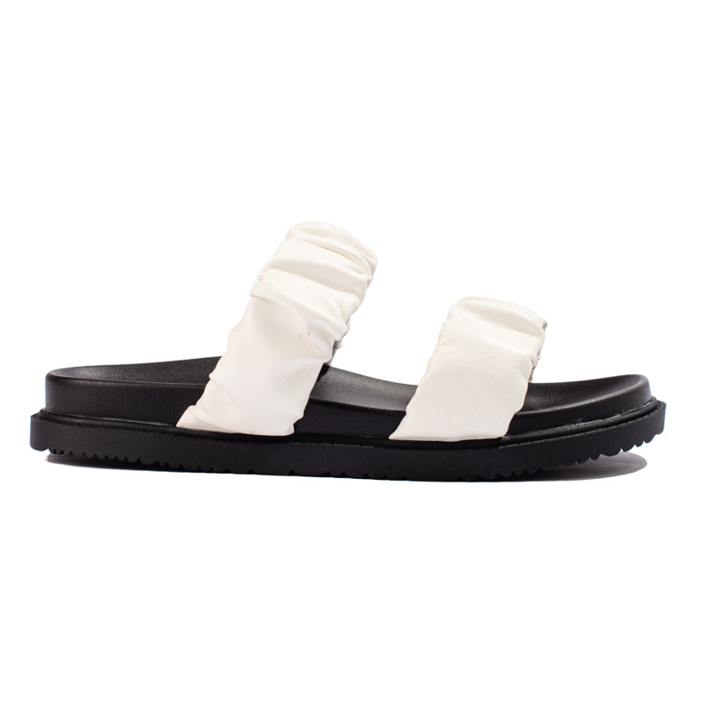 J. Star Białe klapki z paskami