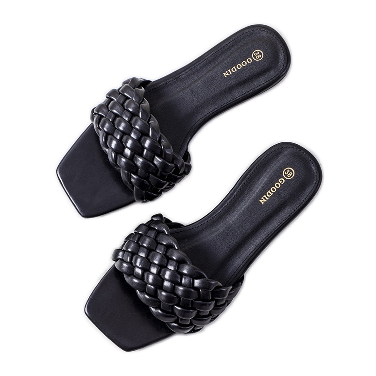 Czarne klapki na płaskim obcasie D'Adda