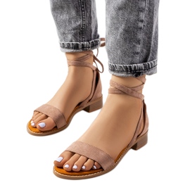 Beżowe sandały wiązane Moody beżowy