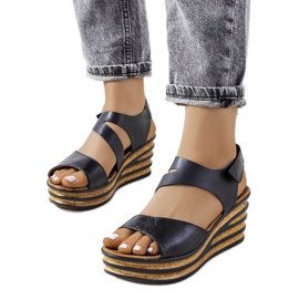 Espadryle czarne na koturnie Burley