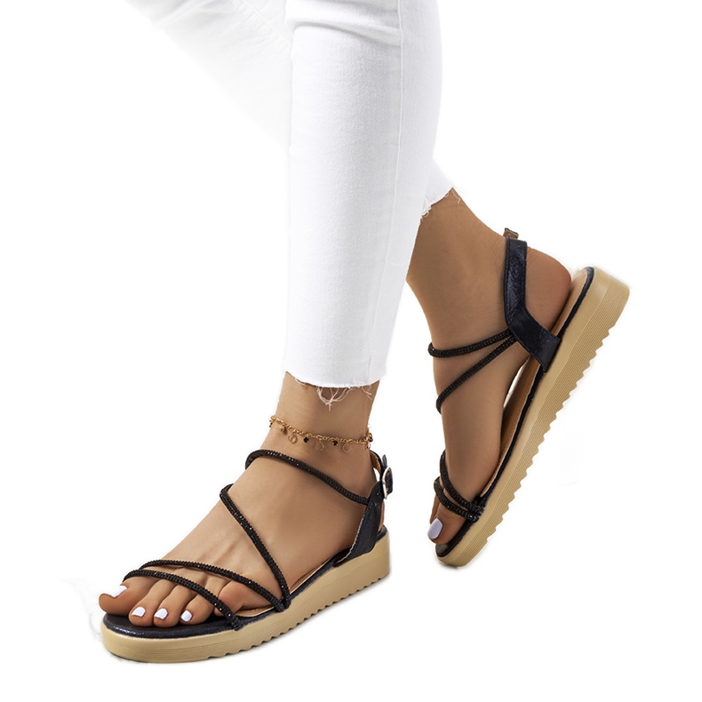 Czarne sandały damskie Kul