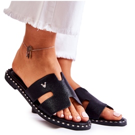 Vinceza Modne Klapki Damskie Z Emblematem Czarne Miquel