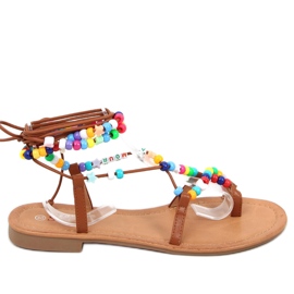 Rzymianki z koralikami Megh Camel brązowe