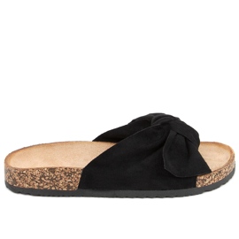 Klapki korkowe z kokardą Lilac Black czarne