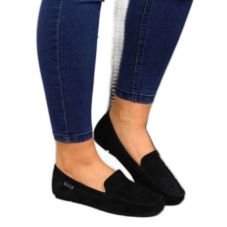 Mokasyny skórzane czarne W Vinceza