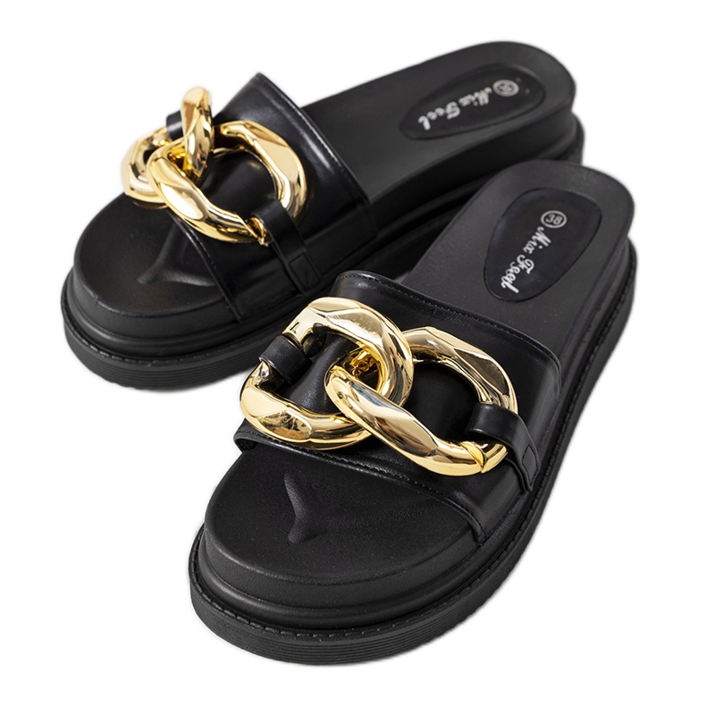 Czarne klapki na platformie Berloz