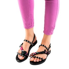 Cm Paris Modne Sandały Z Cyrkoniami czarne