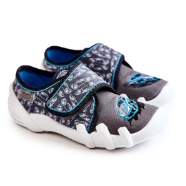 BEFADO S.A. Buty Papcie Befado Na Rzep Samochodzik 273X339 Szaro-Niebieskie
