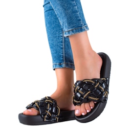 Seastar Stylowe klapki z łańcuszkami czarne