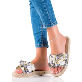 TRENDI Klapki Na Słomkowej Platformie wielokolorowe