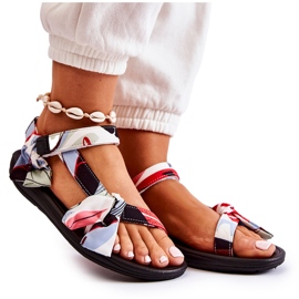 PM1 Damskie Sandały Na Rzepy Czerwone Caprisa białe