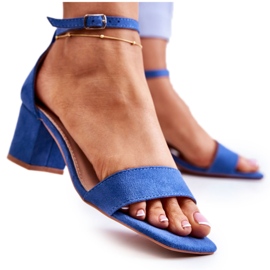 Vinceza Modne Zamszowe Sandały Na Słupku Niebieskie Rovena