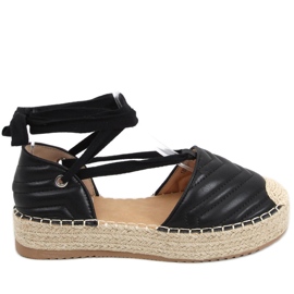 Espadryle wiązane na kostkę Freesia Black czarne