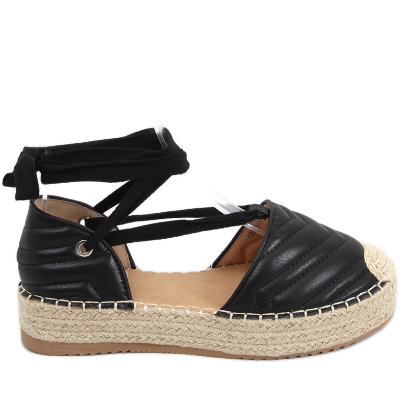 Espadryle wiązane na kostkę Freesia Black czarne