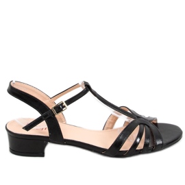 Sandałki na niskim obcasie Sparkle Black czarne