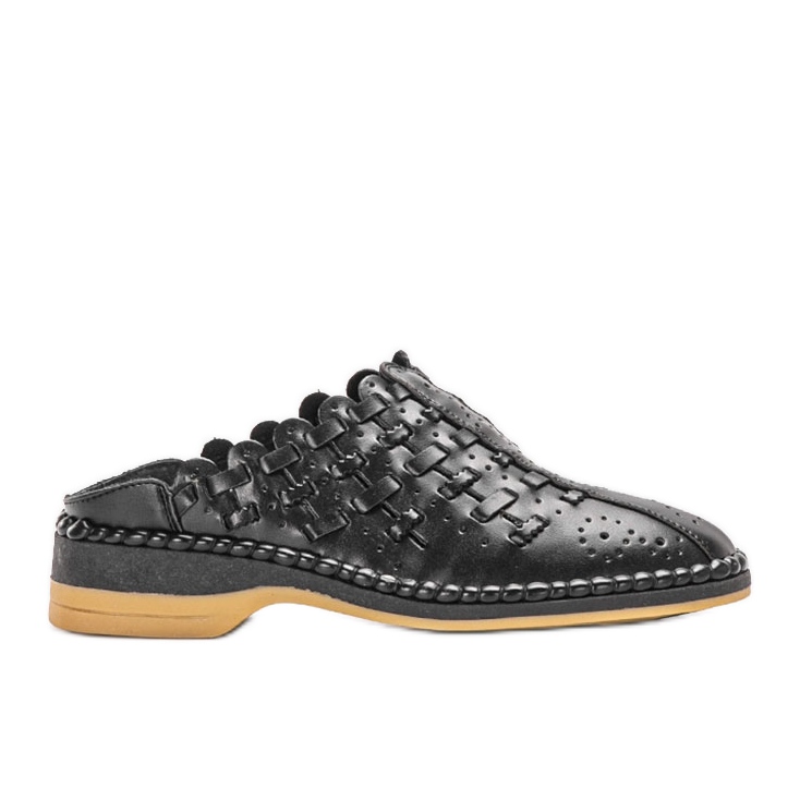 Czarne ażurowe klapki Breno