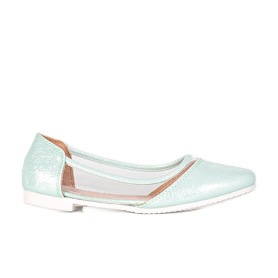 BM Miętowe lakierowane balerinki dziecięce Liisi zielone