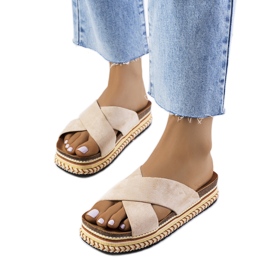 Beżowe klapki na platformie Muncho beżowy