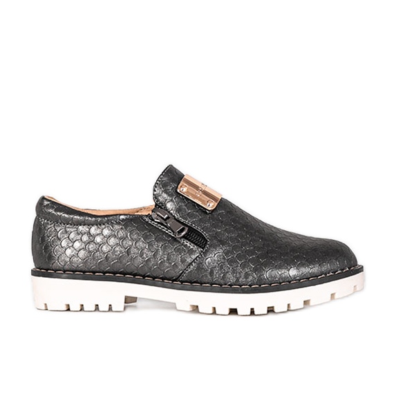 Czarne metaliczne półbuty dziecięce Virton