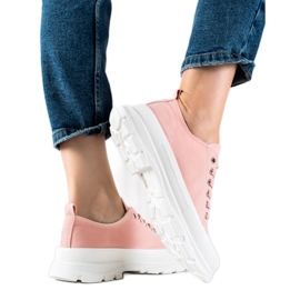 SHELOVET Różowe Trampki Na Platformie