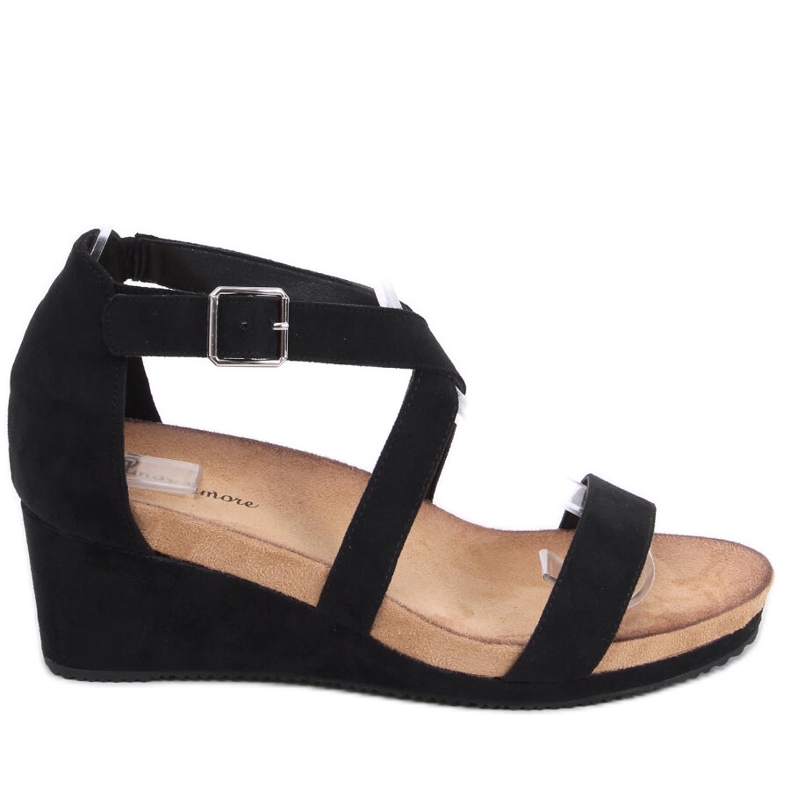 Sandałki na koturnie Ashlyn Black czarne