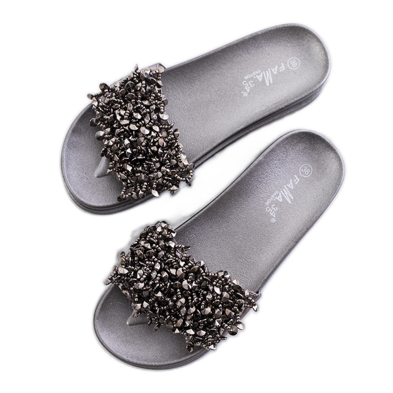 Szare klapki na platformie Marthas