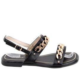 Sandałki z łańcuchami India Black czarne