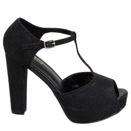 Sandałki na platformie opalizujące Hope Black czarne
