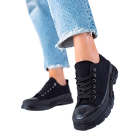 SHELOVET Czarne Trampki Na Platformie