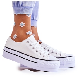 FS3 Damskie Trampki Na Masywnej Platformie Białe Farona