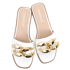 Klapki z łańcuchem Dalia White białe