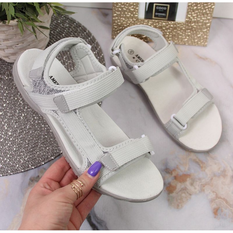 Sandały na rzepy American Club W AM896B szare