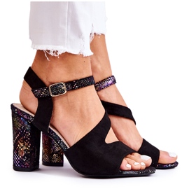 S.Barski Damskie Zamszowe Sandały Czarne Veneta