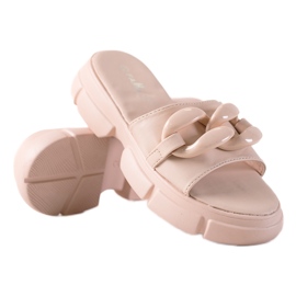 SHELOVET Klapki Na Platformie beżowy