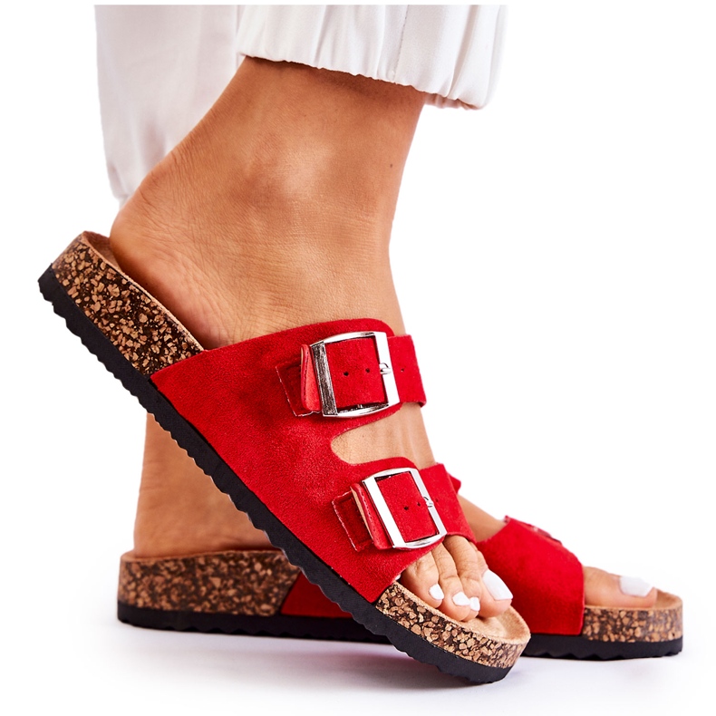 Damskie Klapki Wsuwane Czerwone Misandei