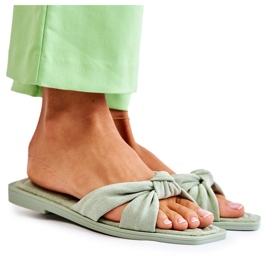 Damskie Modne Zamszowe Klapki Zielone Lorrie