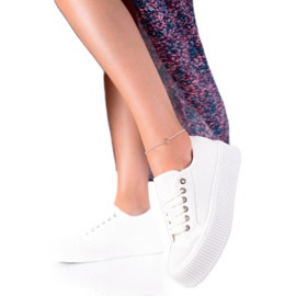 SHELOVET Trampki Na Szerokiej Platformie białe