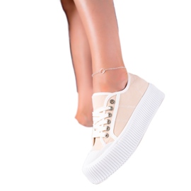 SHELOVET Trampki Na Szerokiej Platformie beżowy