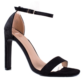 SHELOVET Eleganckie Sandałki Na Słupku czarne