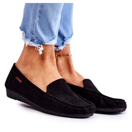 PH1 Damskie Zamszowe Mokasyny Na Koturnie Czarne La Cava