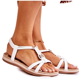 Damskie Sandały Z Ozdobami Białe Amberly