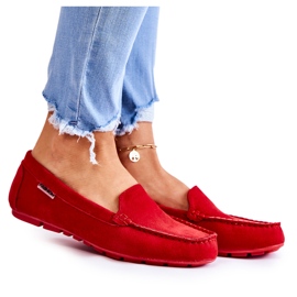 PH1 Zamszowe Mokasyny Damskie Czerwone Millare