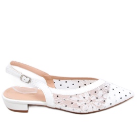 Baleriny koronkowe bez pięty Margo White białe