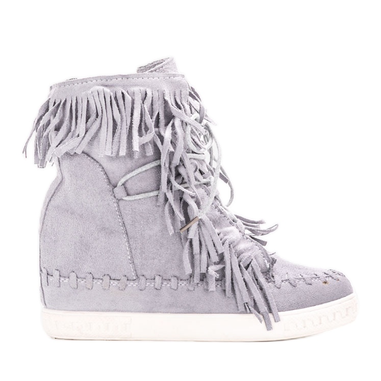 Szare sneakersy na koturnie Dias