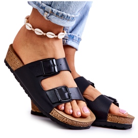 Damskie Klapki Sprzączki Inblu NM000028 Czarne