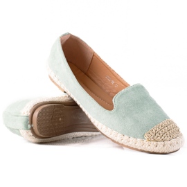 SHELOVET Zamszowe espadryle zielone