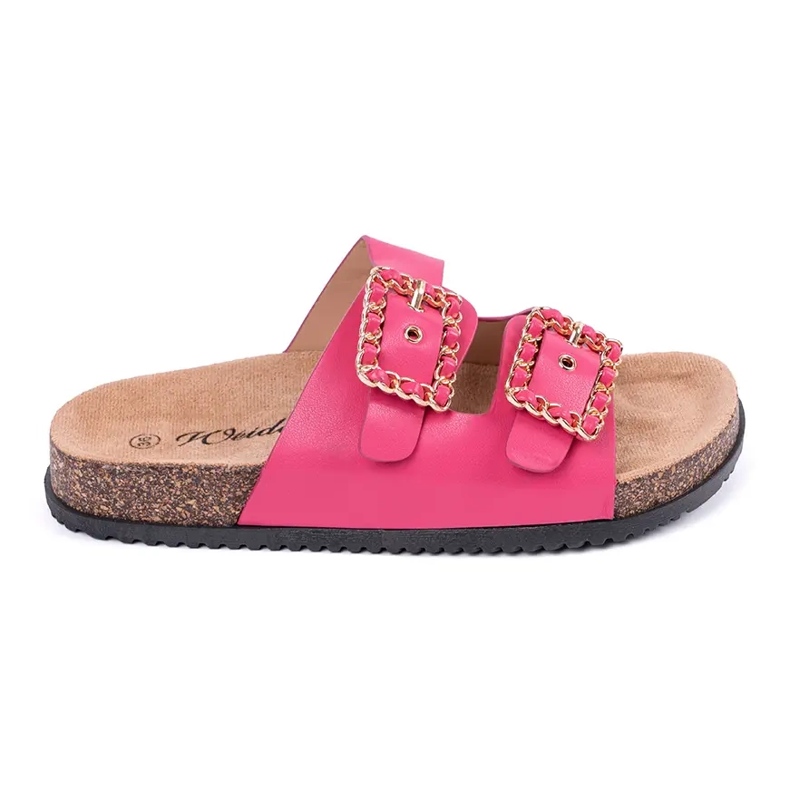 Klapki z ozdobnymi klamrami różowe